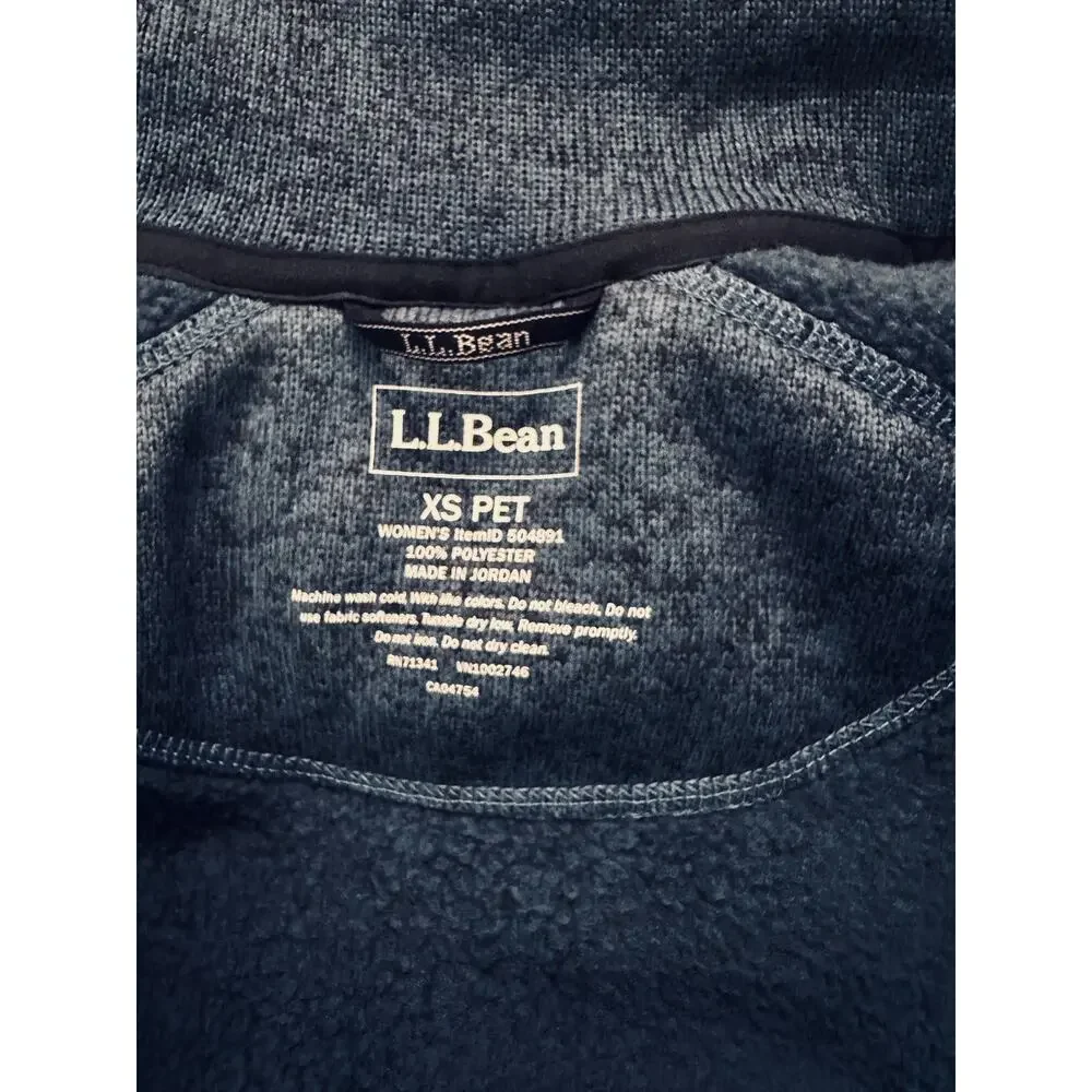 LL BEAN SWEATER FLEECE FULL ZIP JACKET SEABOARD BLUE XS